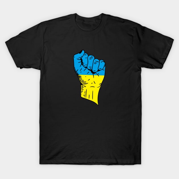 Flag of Ukraine on a Raised Clenched Fist T-Shirt by Vladimir Zevenckih